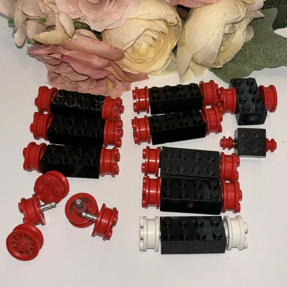 Lego Bricks Axel red wheels 1980s Vintage Lego Wheel Retro Lego car wheels